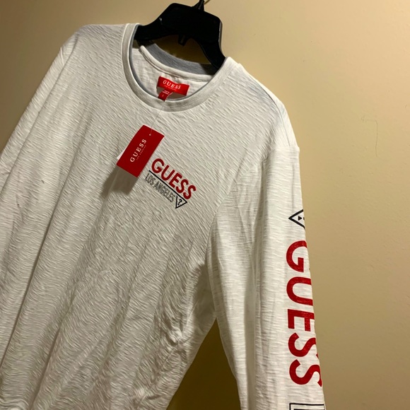 Guess Mens Los Angeles White Long Sleeve Tee Sz L - Picture 4 of 5